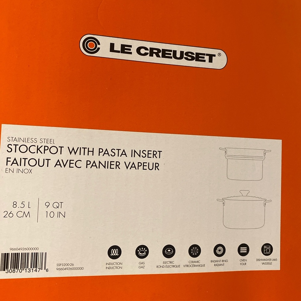 NIB Le Creuset Stainless Steel Stockpot with Pasta Insert - Silver - Picture 3 of 7
